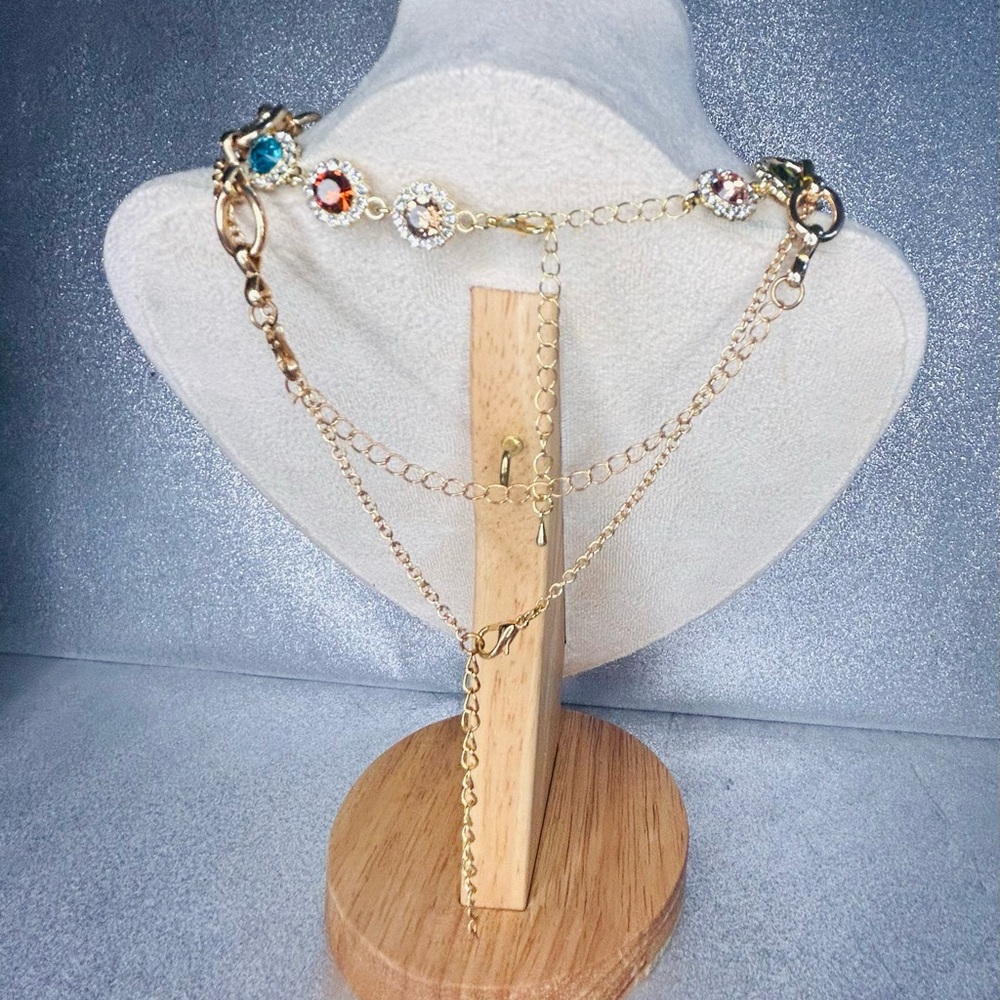 Statement Necklace Bundle Multicolor Gems On Gold… - image 3